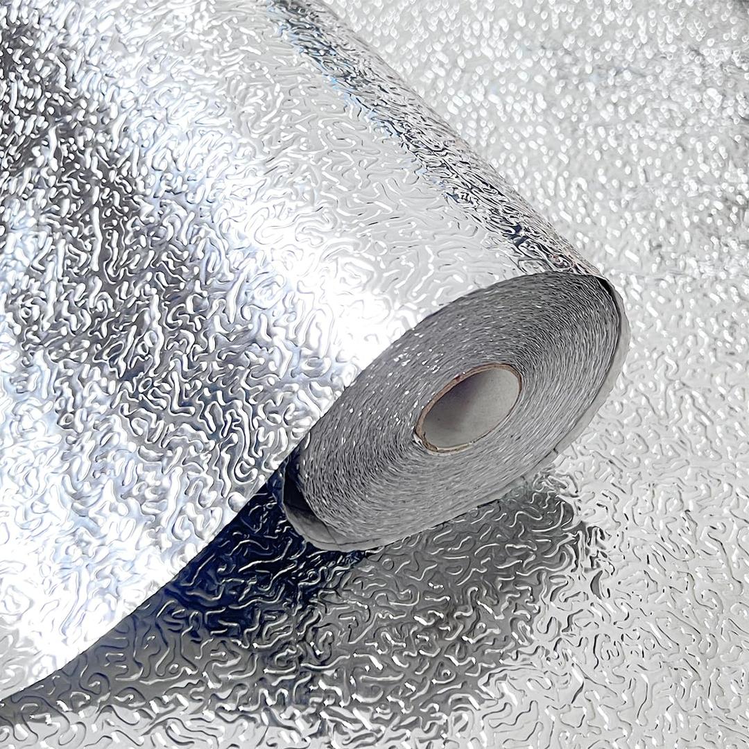 Caliwill Embossed Floral Foil Paper Foil Wrapping Paper 15.7 inch 46ft Metallic Silver Foil Sheets for Crafts Scrapbook Florist Cake Board Birthday Holiday Wedding Gift Wrapping