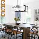 Dining Room Chandelier,7 Light Kitchen Island Light Modern Farmhouse Chandeliers Contemporary Pendant Light Matte Black Finish Rectangle Modern Pendant Light Adjustable Height