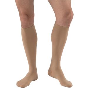 JOBST Relief Knee High Graduated Compression Socks 20-30mmHg - Comfortable Unisex Design - Closed Toe (X-Large Full Calf, Beige)