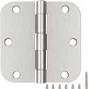 30 Pack Satin Nickle Door Hinges Brushed 3.5 Inch Interior Rounded 5/8" Radius 3-1/2" Flat Iron Hinge Hardware House Bifold Table Farmhouse Bedroom Office Living Room Decor 3" Accessories for Doors
