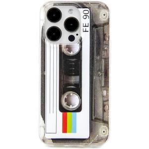 FAteamll Case for iPhone 14 Pro Matte Finish Heavy Duty Soft Back Cover with Reinforced Corners TPU Soft Bumper Retro Cassette Tape Case Compatible with iPhone 14 Pro
