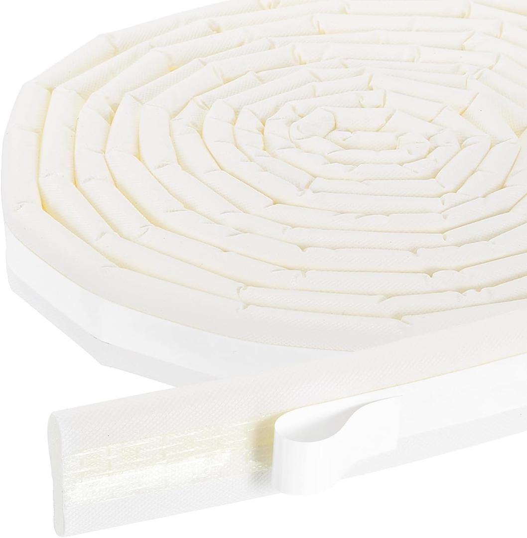uxcell Weather Stripping Door Seal, 20 ft Self-Adhesive PU Foam Weather Strip Wedge Window Sealer Tape for Winter Soundproofing Frame Winter Insulation Tape Door Gap Filler, White