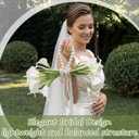 Yinder 14 Pcs Calla Lily Bridal Bouquet with Pearl Handle, Bridal Pearly Wedding Bouquet with Flowers with Pearl Bead for Wedding Marriage Party Church Bridesmaid