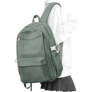 WEPOET Simple School Backpack For Women,Lightweight College Backpack,High School Bag For Teens Boys Girls,Casual daypack Small Travel Backpacks Men Bookbag(Green)