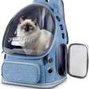 Cat Backpack Carrier with Large Space Bubble Window, Airline Approved Breathable Pet Carrier for Small Dogs Cats up to 15lbs, Foldable for Travel Hiking & Outdoor Use