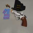 Revolver Toy Gun & Holster Set - EVA Foam Soft Bullets Play Sniper Pistol Cap Gun Western Cowboy Toys Gift Boys Small Hand Guns Rifle Blaster Kids Age 6 7 8 9 10 11 12 Silver&Realistic Wood Pattern