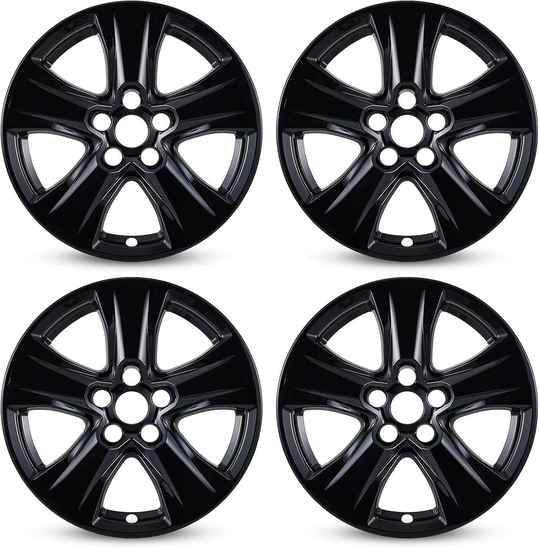 Set of 4 17 inch ABS Wheel Skins for 2019-2025 Toyota RAV4, Wheel Covers Compatible with 19-25 Toyota Rav4 - Gloss Black, Snap-on Wheel Skin Replacement Set