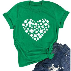 Yimoya Womens Feelin Willie Lucky T-Shirt Casual Shamrock St Patrick's Day Shirt Irish Tees (X-Large, Green-3)