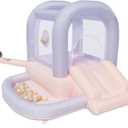 Bounceland Mini Bouncer Cotton Candy with Ball Pit, 6ft L x 6ft W x 4.6ft H inflated Size, UL Blower Included, 30 Pastel Plastic Balls, Trendy Bouncer for Kids