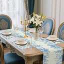 5PCS Blue and White Table Runner & Placemats,Blue Chinoiserie Floral Table Runner 13''x72 with 4 Matching Placemats Machine Washable for Home Party Dining Table Decor Set