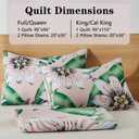 Yogeneg Queen Quilt Bedding Set,White Green Botanical Pattern Blush Full/Queen Quilt Set,3 Piece Lightweight Soft Summer Bedspread Coverlet with 2 PIillow Shams,All Season(Blush,90"x96")