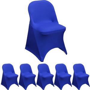 YOUR CHAIR COVERS - 6pcs Royal Blue Spandex Folding Chair Covers for Party Wedding Dining Fitted Universal Protector