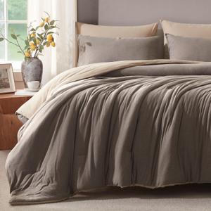King Size Comforter Set Comforters King Size Luxury Ultra-Soft Jersey Knit Bedding Sets, Cocoa/Sand Lightweight Down Alternative Bed Comforter for All Season, 3 Piece Bedding Set