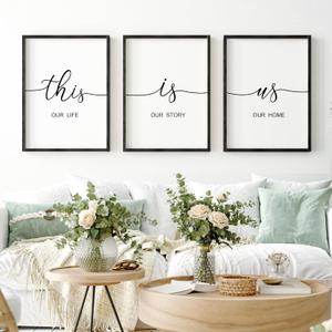 Heiple This is Us Wall Decor 11"x14" Framed Wooden Wall Sign for Home Decor Farmhouse Vintage Rustic Living Room Minimalist Family Wall Art (Black)