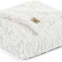 UGG Adalee Faux Fur Throw Blanket Luxury Lightweight Cozy Soft Throw for Couch Bed or Chair Hypoallergenic Machine Washable Double-Sided Fluffy Blanket Home Decor, 50-inch x 70-inch, Natural White
