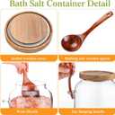 SiliFine 1 Piece 94 oz Bath Salts Glass Jar with Wooden Lid, Bath Salt Container with Scoop, Airtight Storage Bathtub Accessories for Women