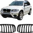 Joyzeal E70 Single Slat Kidney Grille for 2007-2013 BMW X5 E70 X6 E71 (30i 35i 50i xDrive 4.8i 3.0si) | Gloss Black ABS Snap-On No Modification | 1 Pair