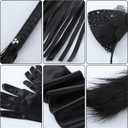 Redbaker 5 Pcs Halloween Black Cat Costume Includes Cat Ears Headband, Gloves, Black Tail, Leather Tassel Props, Face Jewel for Halloween Dressing up Party, 7.14