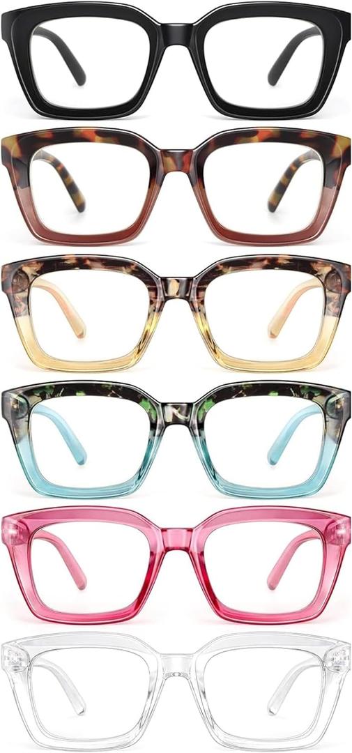 miyya Oprah Style Reading Glasses for Women, Cheaters Eyeglasses, Oversized Blue Light Readers, Fashion Eye Glasses (M3 6 Pack Mix), Magnification Strength: 0.0 x
