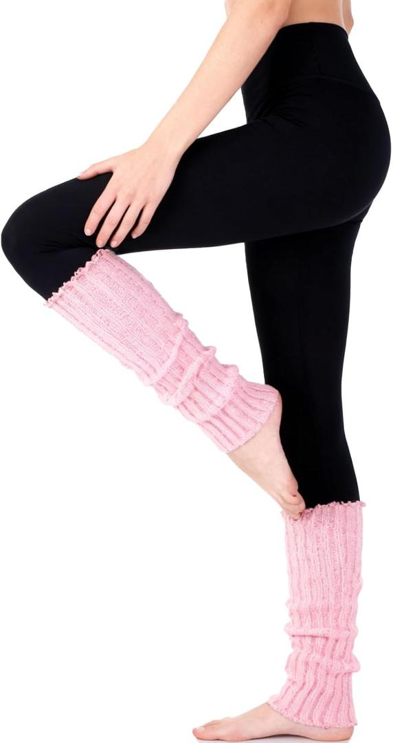 Xthrotsenk Leg Warmers Light Pink Legwarmers Ballet Ribbed Knit Leg Warmers for Dance, Sports, Yoga, Women, Gifts