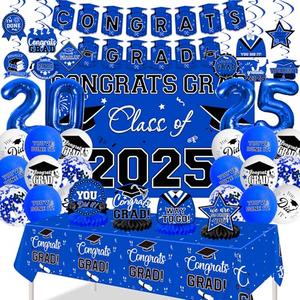 DMIGHT Graduation Decorations 2025, Class of 2025 Backdrop, Banner, 2025 Foil Balloons, Tablecloth, Hanging Swirls, Honeycomb Centerpieces, Party Supplies Decorations Set for College (BLUE) DMIGHT Graduation Decorations 2025, Class of 2025 Backdrop, Banner, 2025 Foil Balloons, Tablecloth, Hanging Swirls, Honeycomb Centerpieces, Party Supplies Decorations Set for College (BLUE)