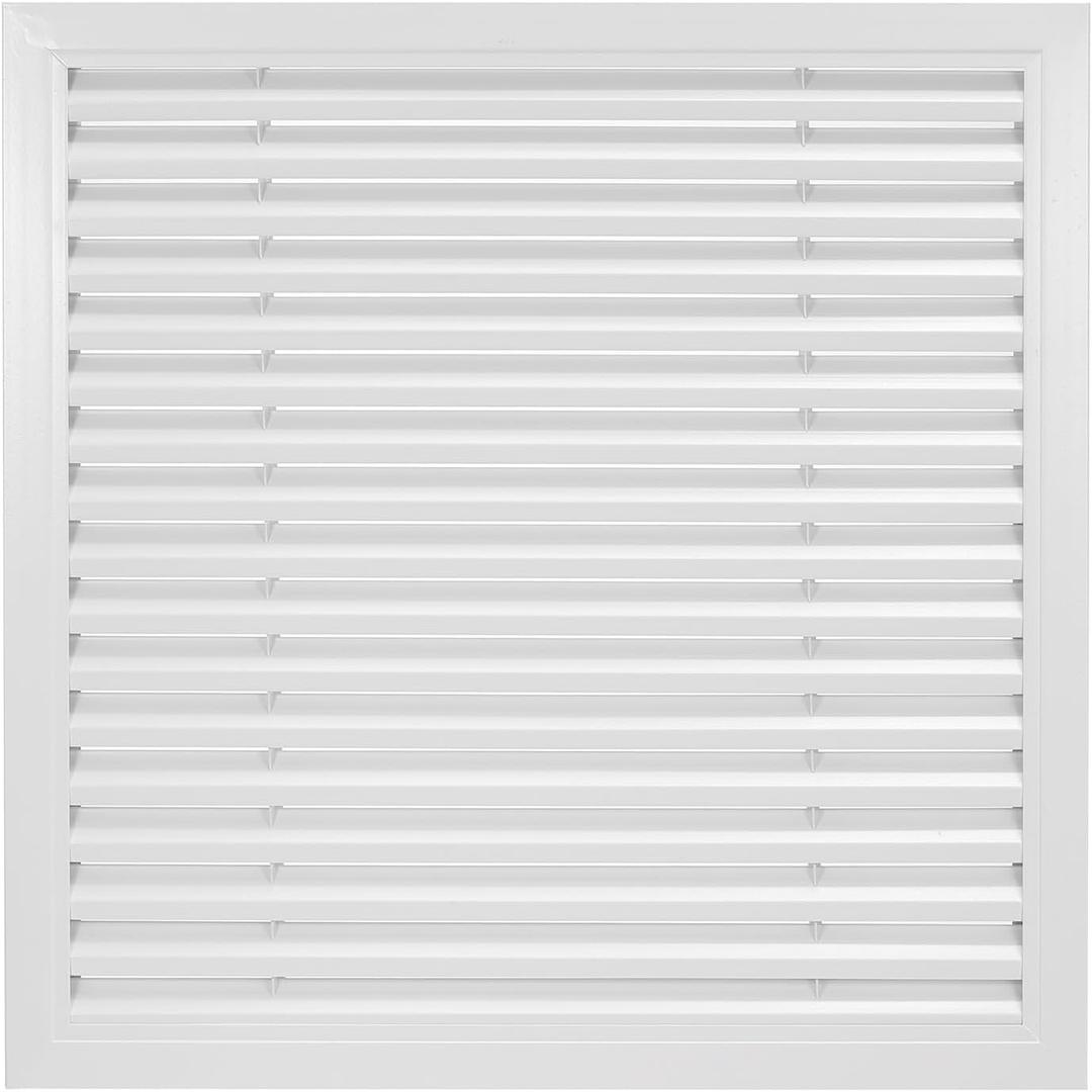 Aluminum Air Vent Grille, 15 x 15 Inch(Duct Opening) Exhaust Vent Cover Louvered Vent Grill for Wall Door Ceiling Cabinet Wardrobe Radiator Heating System, Matte White, One Size