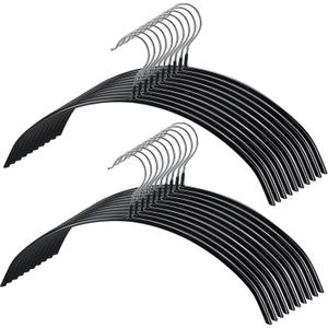 Tosnail 20 Pack Black Super Grippy Slip-Reducing Contour Shirt Hangers, Sweater Hangers, Dimple & Crease Free Hanger Solution - Black