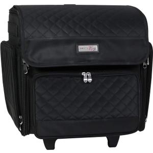 Everything Mary Deluxe Rolling Craft Bag with Wheels Collapsible Black Quilted Scrapbook Tote for Art & Sewing Mobile Storage for Crafters, Teachers, Nurses Stylish & Durable Organizer, 
14.5 x 9 x 13.5 inches