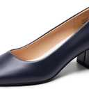 DREAM PAIRS Women's Low Chunky Heels Square Toe Pumps Comfortable Slip On Dress Shoes Wedding Party Office Shoes (8)
