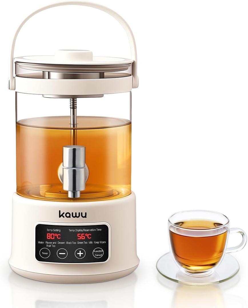 Kawu 7-in-1 Electric Kettle, 2.5L Glass Water Boiler with infuser, 800W Electric Water Kettle Hot Water Dispenser, Temperature Control, Tea Maker Machine Water Warmer for Home Office Kitchen