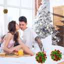 WILLBOND 2 Pieces Christmas Mistletoe Hanging Ornaments 5 Inches Mistletoe Kissing Ball Artificial Door Decor Pendants Green Leaves Red Berries Ornament Ball for Christmas Home and Party Supplies