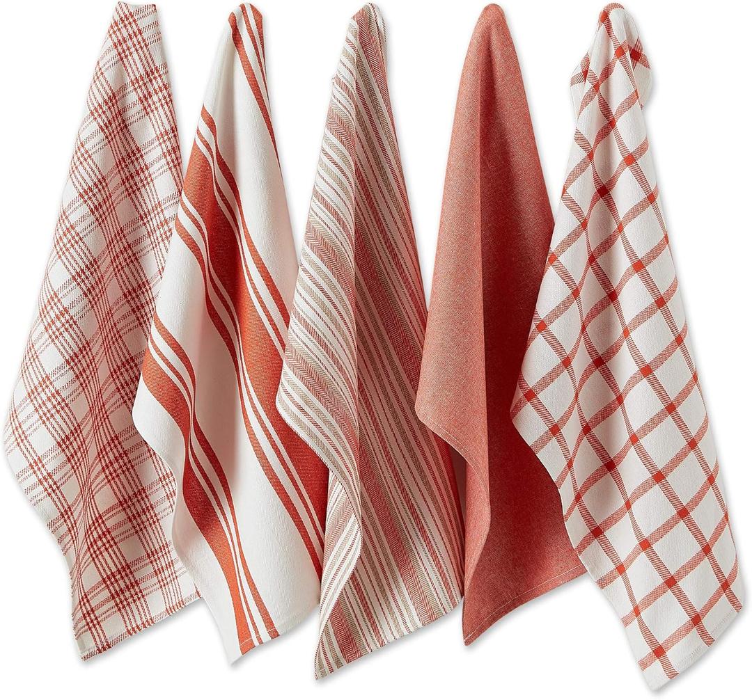 DII Assorted Woven, Kitchen Dishtowel Set, 18x28, Spice, 3 Piece