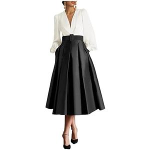 Caodip Tea Length Mother of The Bride Dresses for Women Long Sleeve Satin Evening Party Gown Elegant Wedding Guest Dress Size 3