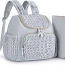 mommore Diaper Bag Small Diaper Backpack Stylish Toddler Baby Mini Maternity Bags Travel Backpacks with Insulated Pockets, Changing Pad, Stroller Straps (Light Blue)