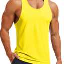 MAGCOMSEN Mens UPF 80+ Tank Tops Y Back Quick Dry Gym Workout Running Athletic Fitness Muscle Sleeveless Summer Shirts (Yellow, L)
