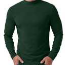 Askdeer Men's T-Shirts Cotton Mock Turtleneck Long Sleeve Shirts Lightweight Thermal Pullover Sweaters Dark Green Size Large