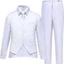 Boys Suit Kids Suits Tuxedo for Boys Toddler Vest Pants Set Ring Bearer Outfit Dress Clothes (10 Years, 4pc-white)
