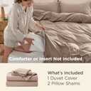 Bedsure Prewashed Duvet Cover King, Cotton-Like Soft Bedding Set, Khaki