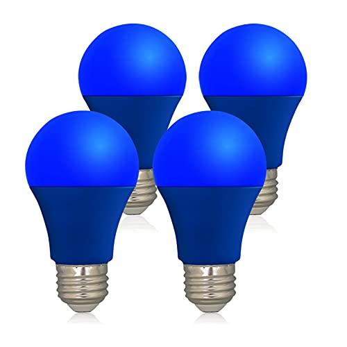 LED Blue Color Light Bulb - A19 E26 Base Blue Bulbs 9W (60W Equivalent), LED Lightbulbs Perfect For Outdoor Porch, Christmas Decoration, Party Decoration, Holiday Lighting, Halloween Decor, 3 Pack