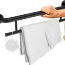 Matte Black Grab Bar 24 Inch w/Towel Holder, iHansee Stainless Steel Towel Rack Shower Support Balanced Support Handle, Wall Mount Safety Handrail Grab Rail for Elderly Senior Handicap Disabled