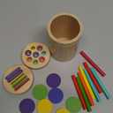 Wooden Sorting Toy Montessori Color & Shape Sorter Class Activity Toddlers Fine Motor Game for Colors and Shapes Recognition, Birthday New Year Valentine's Gifts for 2-5 Year Old Boys and Girls