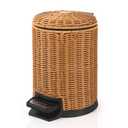 KOVIATE Handwoven Round Small Trash Can (Brown, 1.3gallons/5L)