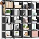 Mavivegue 20 Cube Book Shelf, Storage Organizer, Large DIY Bookcase, Metal Cube Bookshelf, Cubbies Closet Storage Organizer Shelves for Bedroom,Living Room,Home,Office (Black)