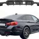 Rear Diffuser Compatible with 2014-2020 BMW 4 Series F32 F33 F36 M-Performance Style Rear Bumper Lower Lip Diffuser Double Exhaust One Outlet (Carbon Look)