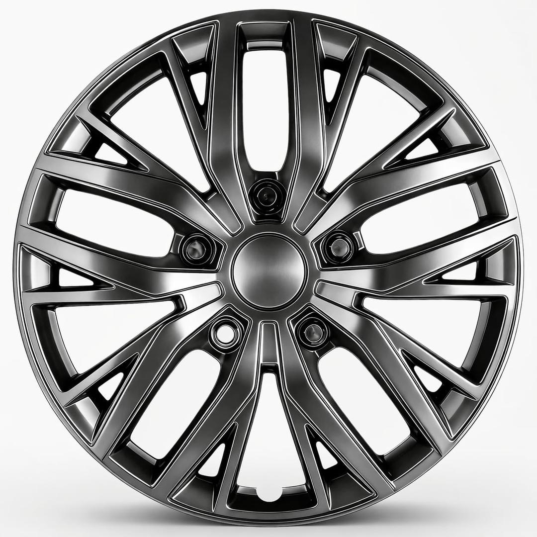 17 Inch Silver Hubcaps with Adjustable Steel Retention Rings, Premium ABS Universal Fit, Set of 4 Wheel Covers (Gunmetal Grey)