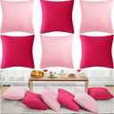 Berlune 6 Pcs Velvet Throw Pillow Covers 18" x 18" Decorative Cushion Cases Soft Pillowcase for Picnic Coquette Party Accessories Bedroom Living Room Decor, No Inserts (Girl Colors)