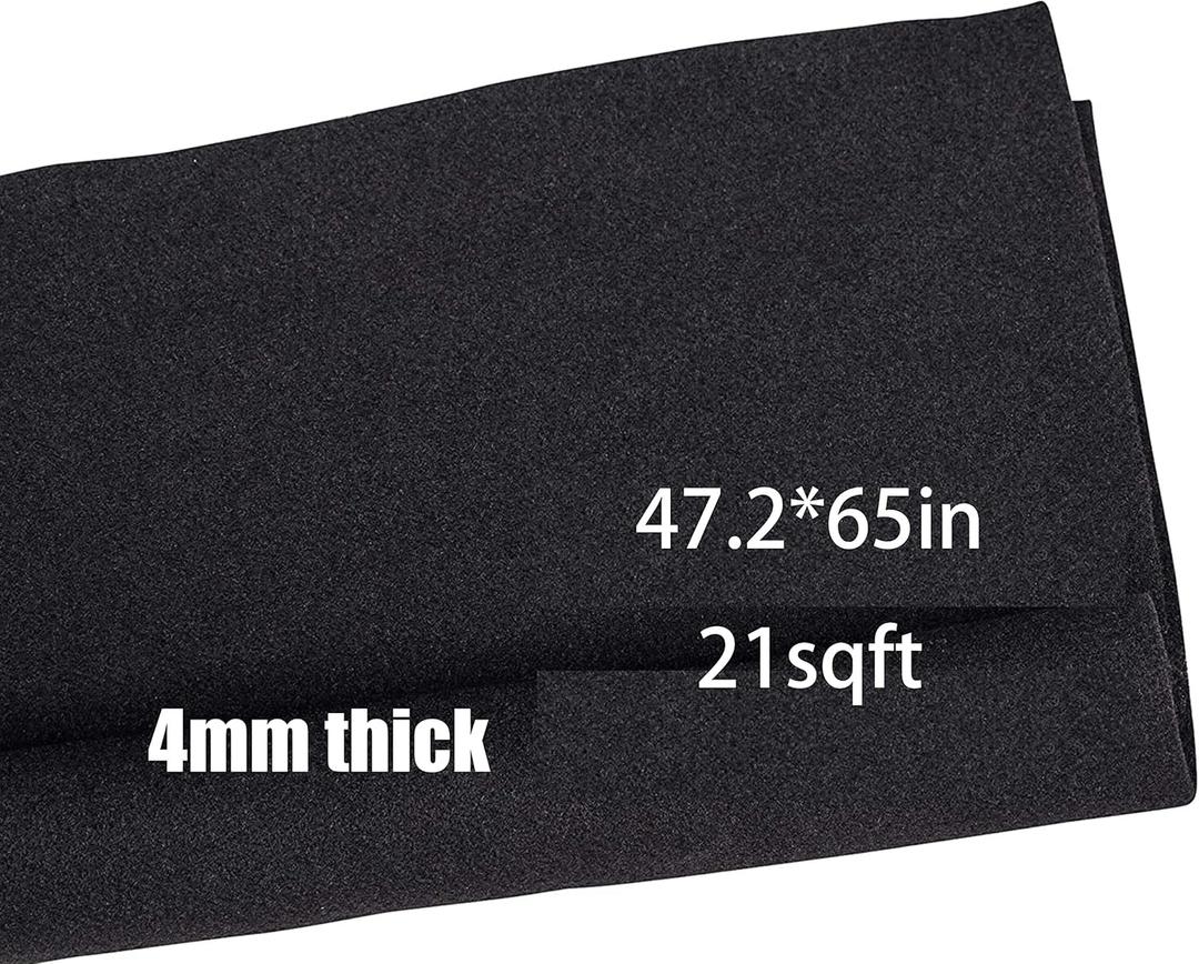 Black Speaker Box Carpet Fabric 47×65in 21.25 Sqft, Heavy Duty Polyester Automotive Carpet Roll for Car Trunk Truck RV Boat Subwoofer Box Liner, Easy to Cut & Mold