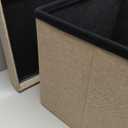 LINMAGCO Ottoman Storage Ottoman with Storage Small Foot Rest Stool Under Desk Stool Short Folding Footrest Linen Cloth Beigh 16X12X12IN