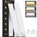 10.5" Under Cabinet Lighting, Wireless Motion Sensor Light Indoor with 3 Color Temps, Magnetic Closet Light, Dimmable Led Light, Rechargeable Under Counter Lights for Kitchen, Bedroom, Stair, 2 Pack