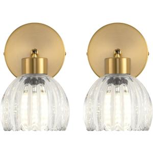 Wall Sconces Vintage Fixture Light, Vanity Lights for Bathroom, Modern Wall Light Fixtures, Metal Sconces Wall Lighting with Glass Shade, Farmhouse Wall Lamp for Bedroom Living Room